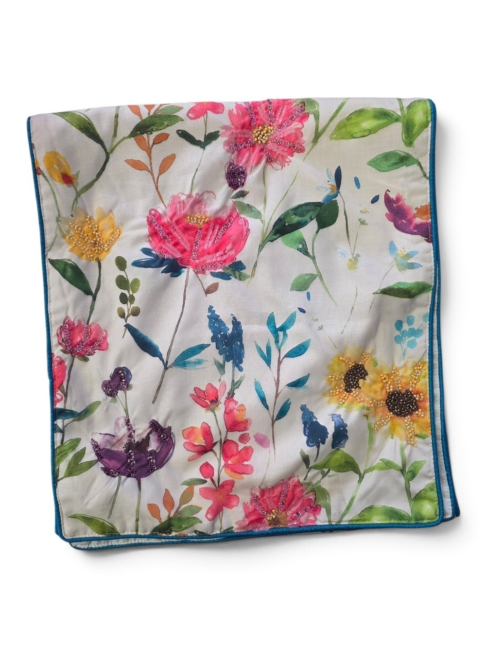Nicole Miller Home Floral Hand Beaded Table Runner